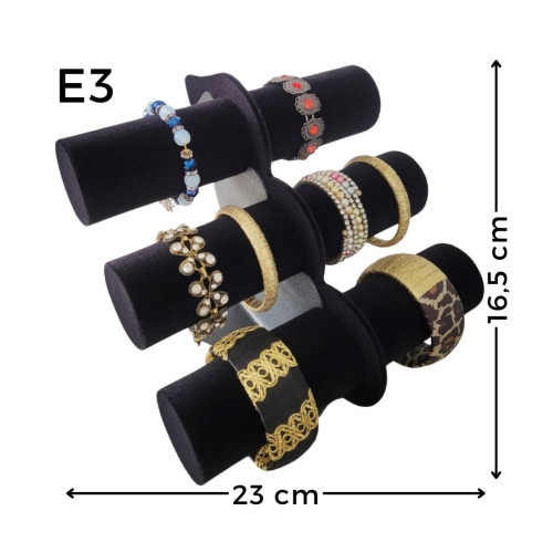 Expositor de pulseira triplo de veludo